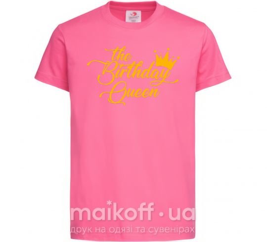 Детская футболка The birthday queen Ярко-розовый фото