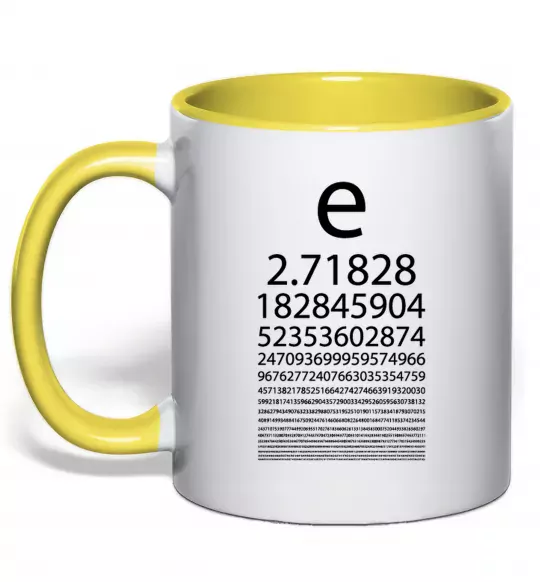 Чашка з кольоровою ручкою Е константа Сонячно жовтий фото