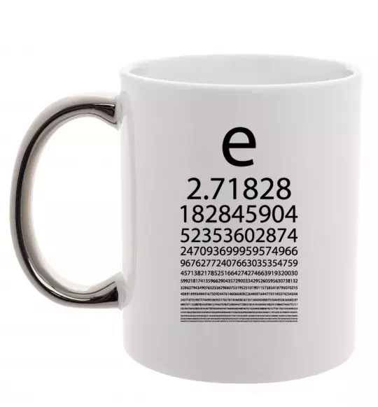 Чашка з кольоровою ручкою Е константа Срібло фото