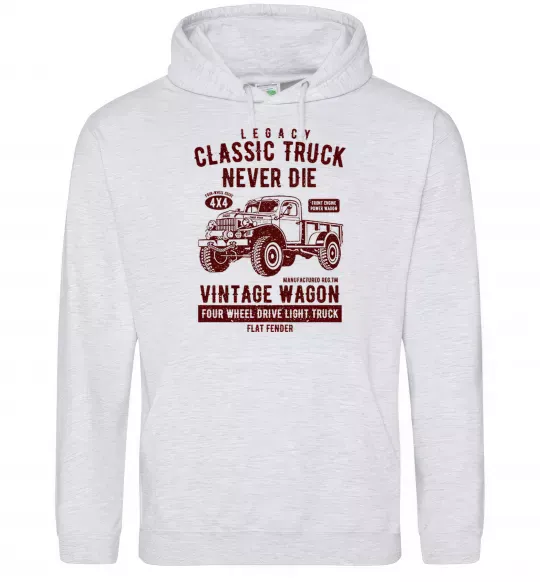 Мужская толстовка (худи) Classic Truck Серый меланж фото