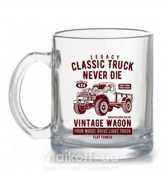 Чашка скляна Classic Truck Прозорий фото