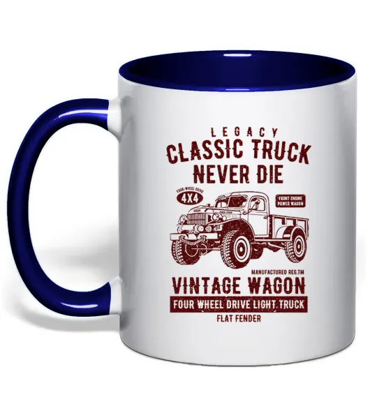 Чашка з кольоровою ручкою Classic Truck Глибокий темно-синій фото