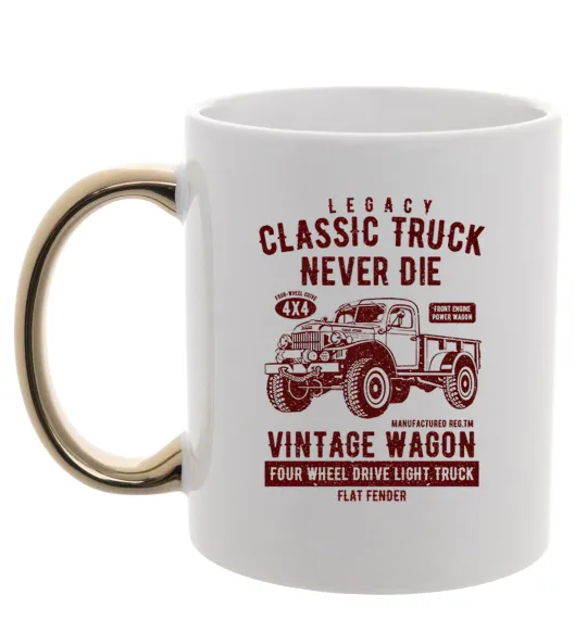 Чашка з кольоровою ручкою Classic Truck Золото фото