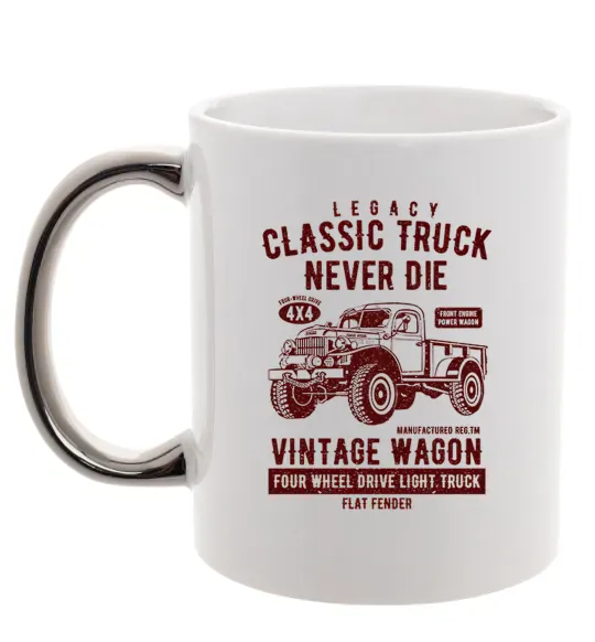 Чашка з кольоровою ручкою Classic Truck Срібло фото