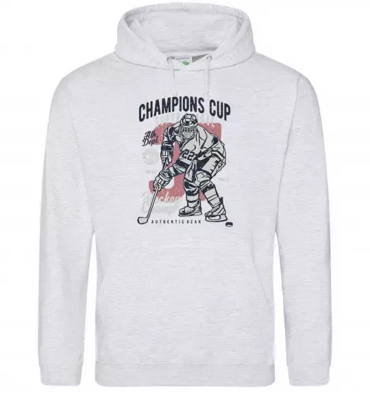 Мужская толстовка (худи) Champions Cup Hockey Серый меланж фото