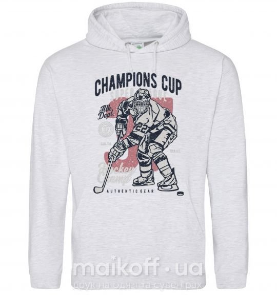 Мужская толстовка (худи) Champions Cup Hockey Серый меланж фото