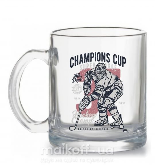 Чашка стеклянная Champions Cup Hockey Прозрачный фото