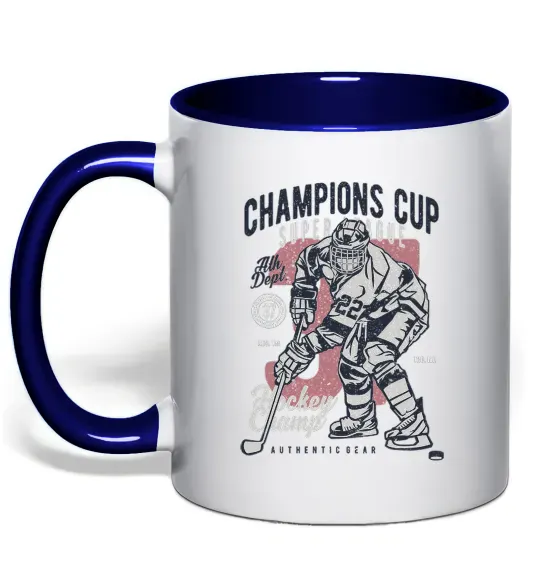 Чашка з кольоровою ручкою Champions Cup Hockey Глибокий темно-синій фото