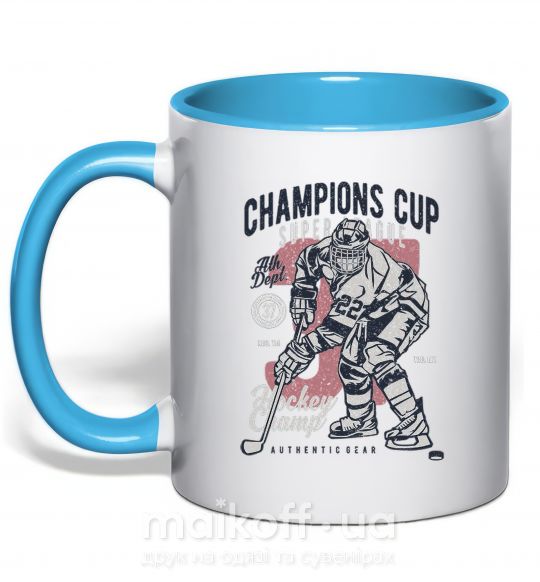 Чашка с цветной ручкой Champions Cup Hockey Голубой фото