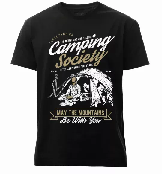 Чоловіча преміум футболка Camping Society Чорний фото