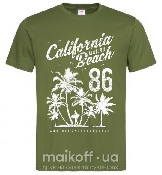 Чоловіча футболка California Malibu Beach Оливковий фото