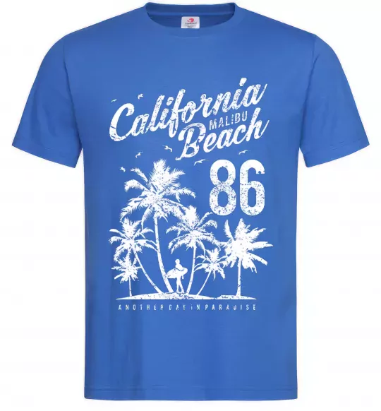 Мужская футболка California Malibu Beach Ярко-синий фото