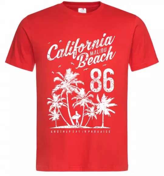 Мужская футболка California Malibu Beach Красный фото