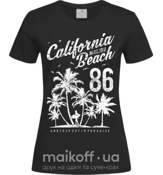 Женская футболка California Malibu Beach Черный фото