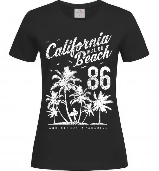 Женская футболка California Malibu Beach Черный фото