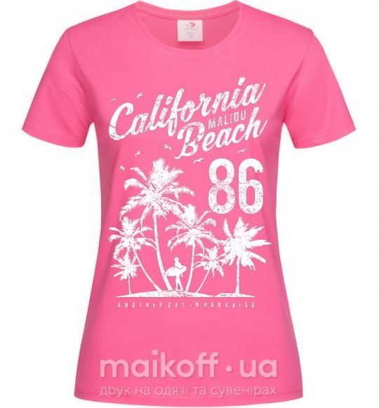 Женская футболка California Malibu Beach Ярко-розовый фото