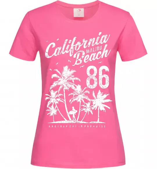 Женская футболка California Malibu Beach Ярко-розовый фото