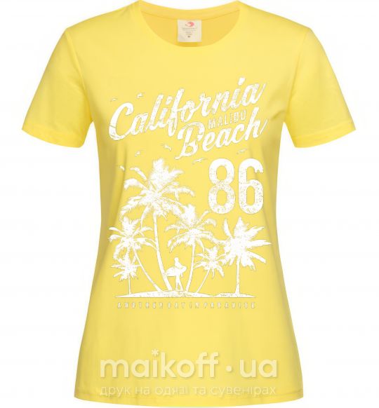 Жіноча футболка California Malibu Beach Лимонний фото