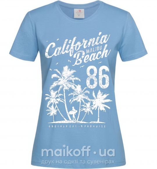 Жіноча футболка California Malibu Beach Блакитний фото