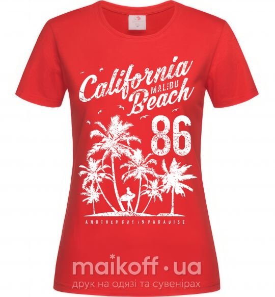 Жіноча футболка California Malibu Beach Червоний фото