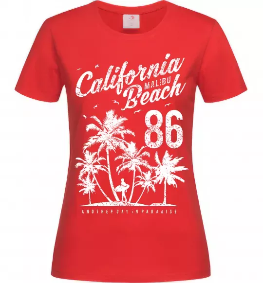 Женская футболка California Malibu Beach Красный фото