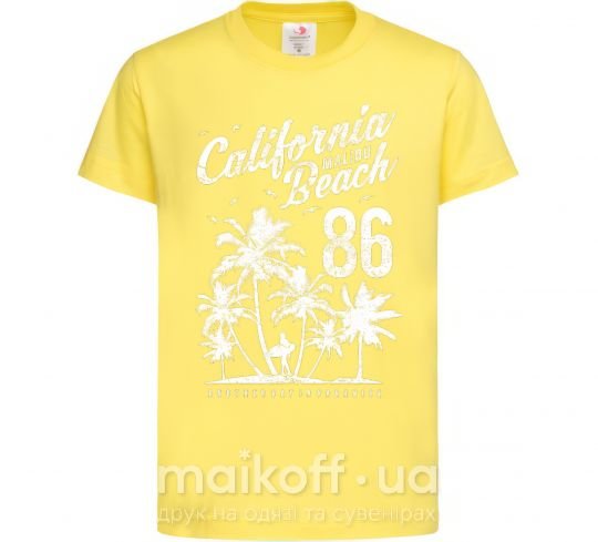 Дитяча футболка California Malibu Beach Лимонний фото