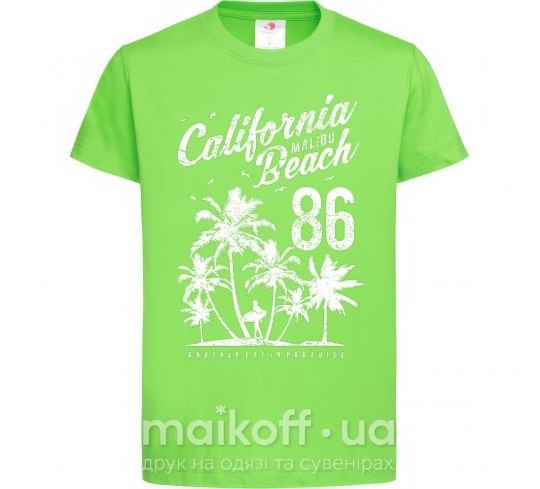 Дитяча футболка California Malibu Beach Лаймовий фото