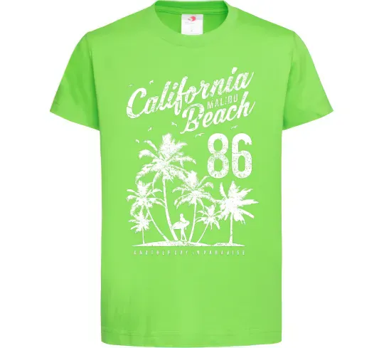 Детская футболка California Malibu Beach Лаймовый фото