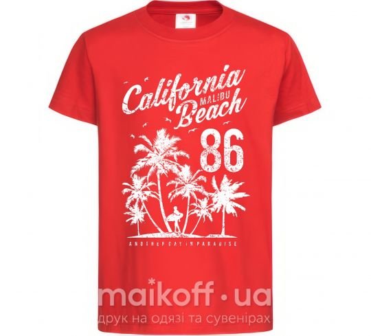 Дитяча футболка California Malibu Beach Червоний фото