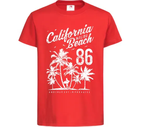 Детская футболка California Malibu Beach Красный фото