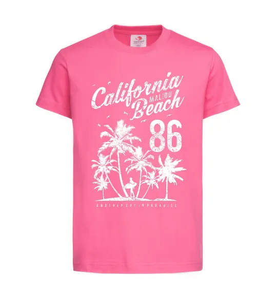 Детская футболка California Malibu Beach Ярко-розовый фото