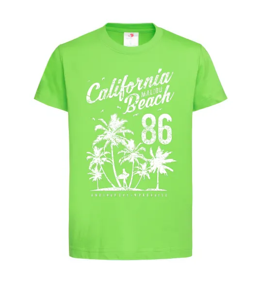 Детская футболка California Malibu Beach Лаймовый фото
