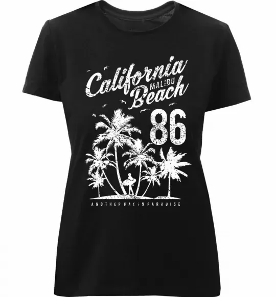 Женская премиум футболка California Malibu Beach Черный фото