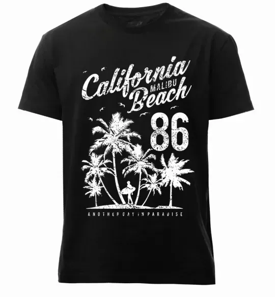 Чоловіча преміум футболка California Malibu Beach Чорний фото