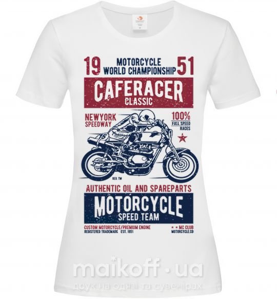 Жіноча футболка Caferacer Classic Race Білий фото