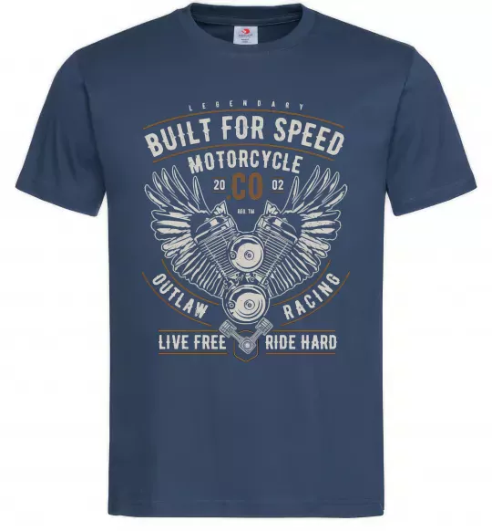 Мужская футболка Built For Speed Motorcycle Темно-синий фото
