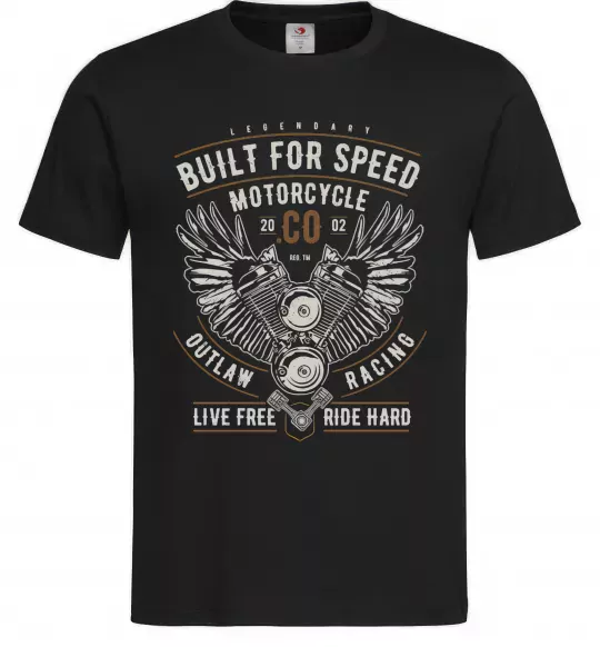 Мужская футболка Built For Speed Motorcycle Черный фото