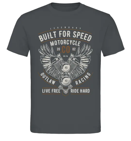 Мужская футболка Built For Speed Motorcycle Графит фото