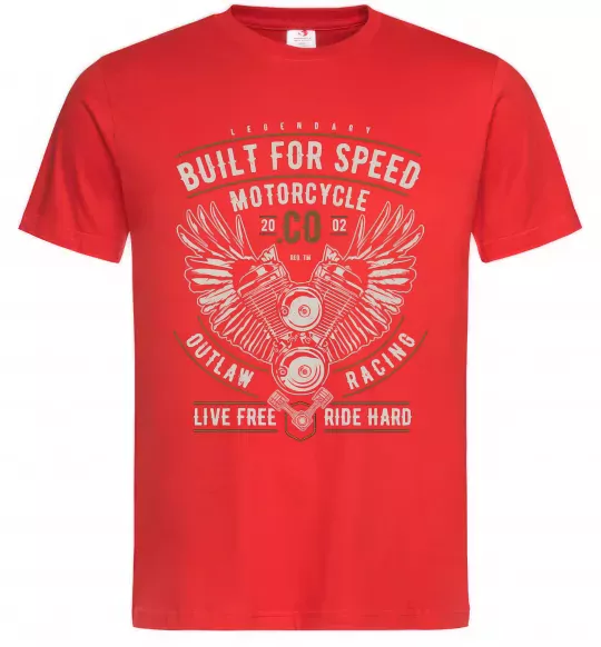 Мужская футболка Built For Speed Motorcycle Красный фото