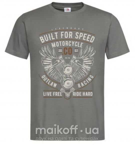 Мужская футболка Built For Speed Motorcycle Графит фото
