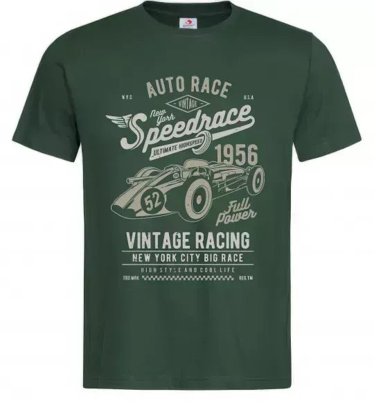 Чоловіча футболка Vintage Speedrace Темно-зелений фото