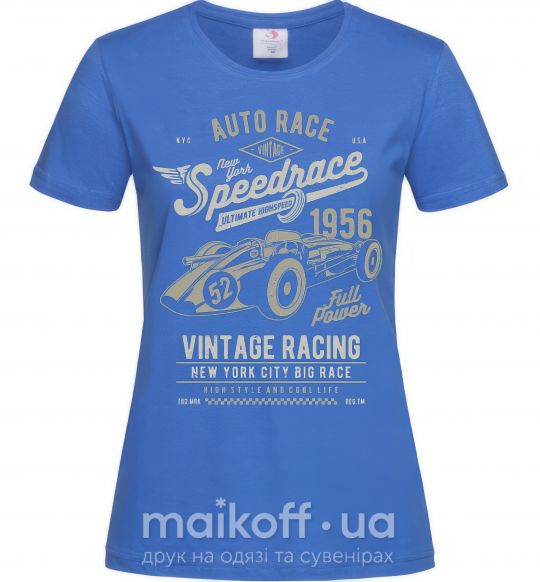 Жіноча футболка Vintage Speedrace Яскраво-синій фото