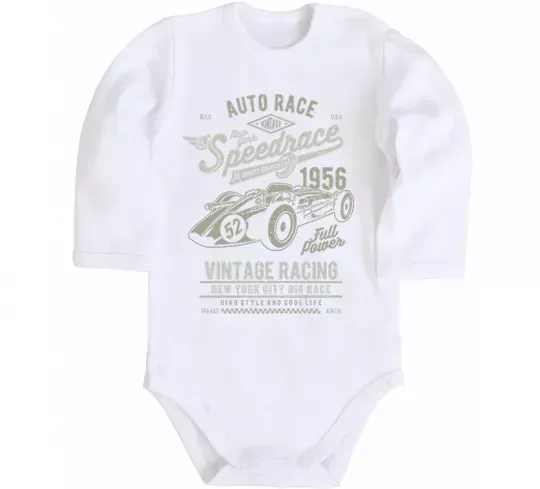 Дитячий бодік Vintage Speedrace Білий фото