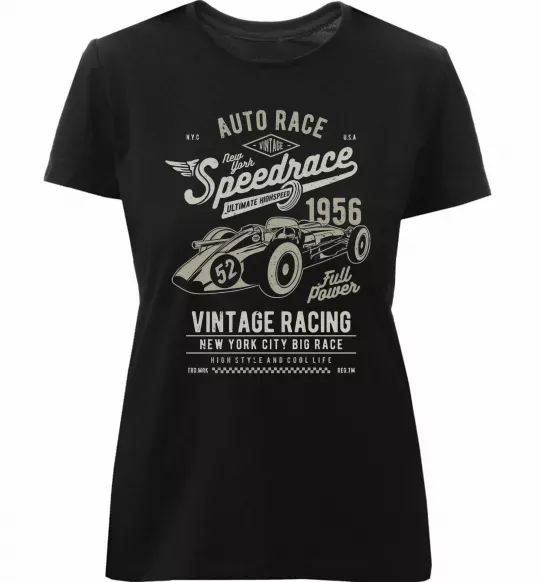 Женская премиум футболка Vintage Speedrace Черный фото