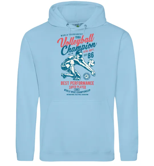 Мужская толстовка (худи) Volleyball Champion Голубой фото