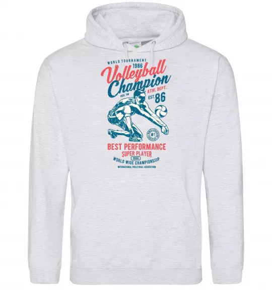 Жіноча толстовка (худі) Volleyball Champion Сірий меланж фото