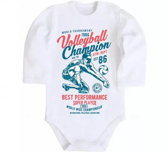 Дитячий бодік Volleyball Champion Білий фото