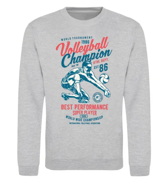 Свитшот Volleyball Champion Серый меланж фото