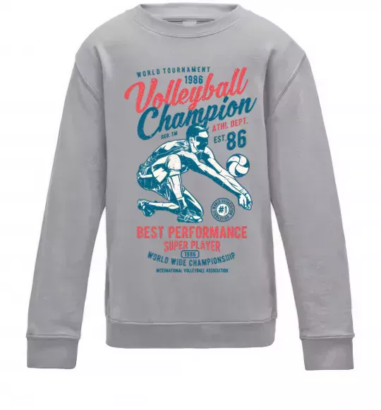 Детский Свитшот Volleyball Champion Серый меланж фото