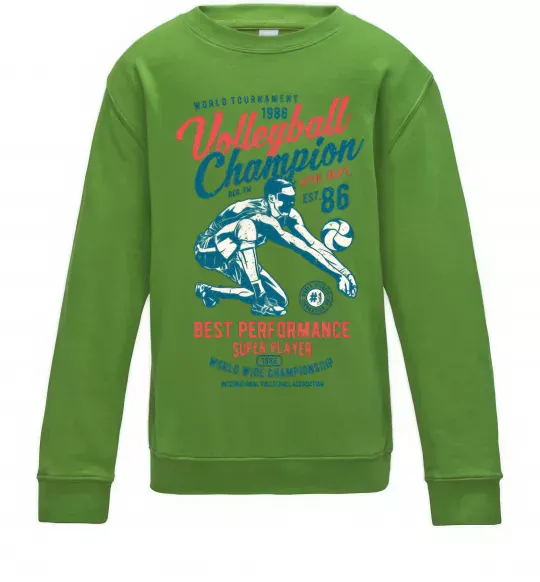 Детский Свитшот Volleyball Champion Лаймовый фото